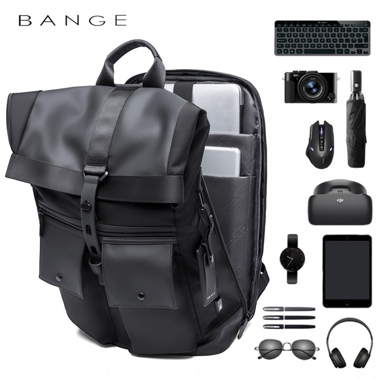Чоловічий рюкзак Rolltop Bange (G65) з USB Чорний