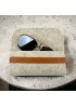 Чохол футляр для окулярів зі шкіряним ремінцем 16,5*7,5 см бежевий з коричневим case-beige-2011
