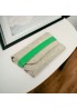 Чохол футляр для окулярів зі шкіряним ремінцем 16,5*7,5 см бежевий з зеленим case-beige-2017